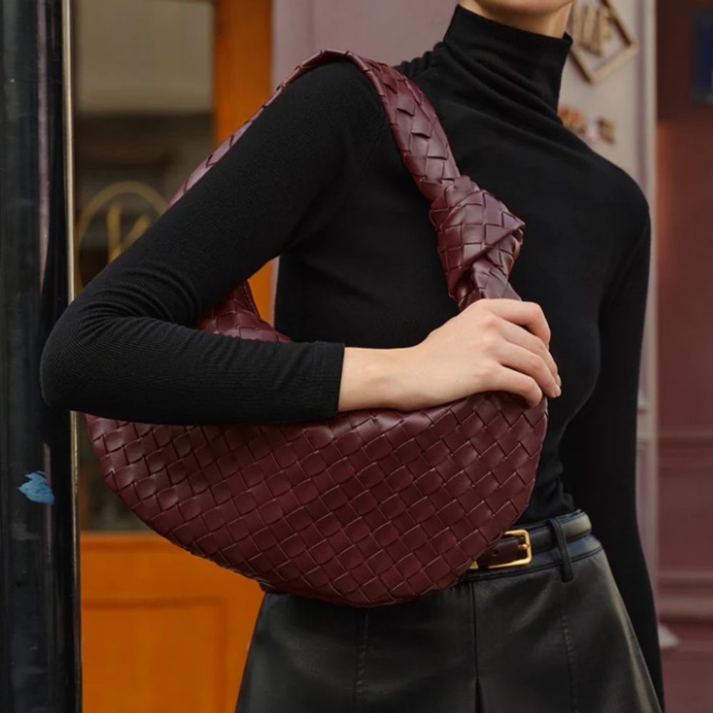 Burgundy braided shoulder bag brand new